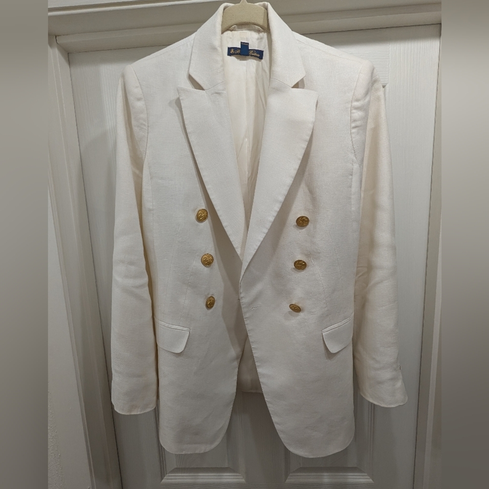 Brooks Brothers Women’s Double-Breasted Baird McNutt Irish Linen Blazer | Cream